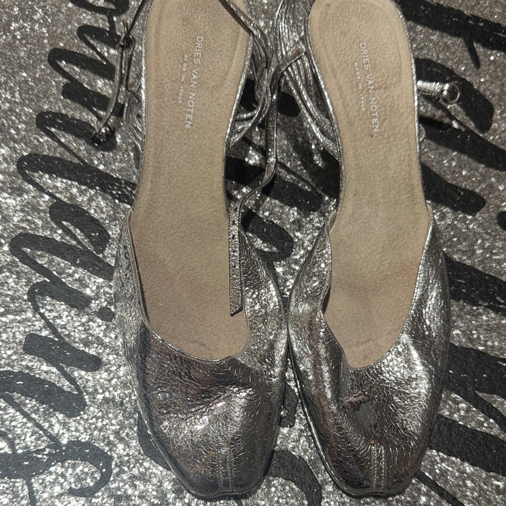 Dries Van Noten Shimmering Silver Heels